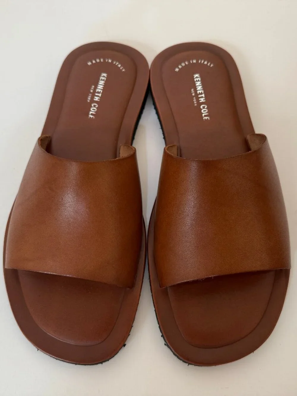 Kenneth Cole New York Reel It In Leather Slipers - Size 10 M - Brown
